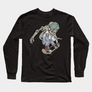 Skateboard skeleton background Long Sleeve T-Shirt